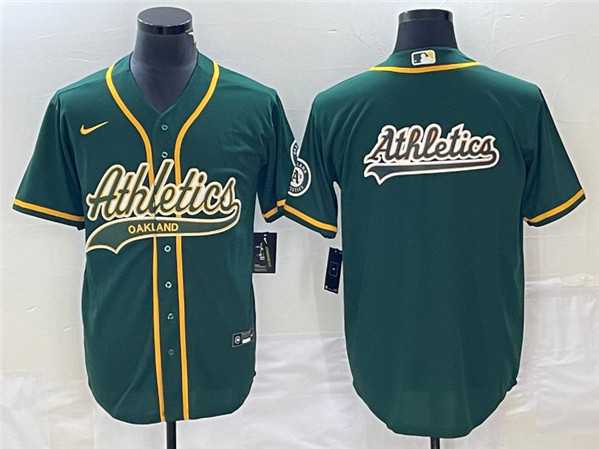 Mens Oakland Athletics Green Team Big Logo Cool Base Stitched Baseball Jersey 002->oakland athletics->MLB Jersey